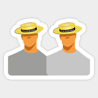 Madeira Island male couple no face illustration using the traditional straw hat Sticker